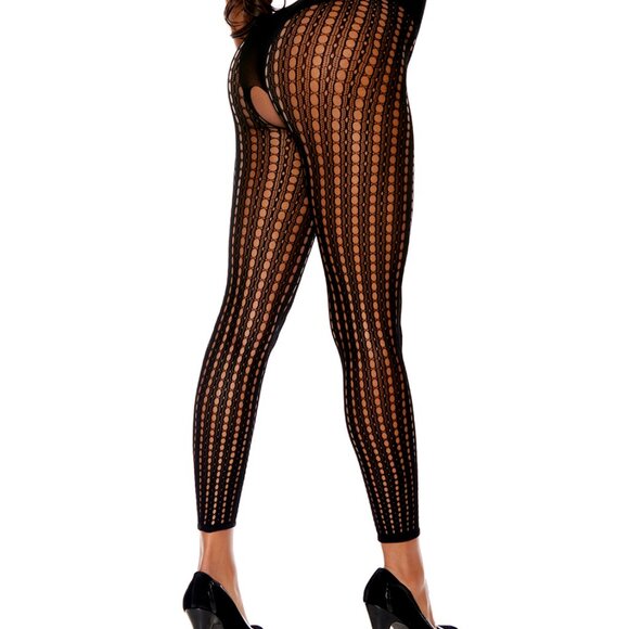 Sexy Black Open Crotch Crochet Bodystocking - Picture 2 of 7